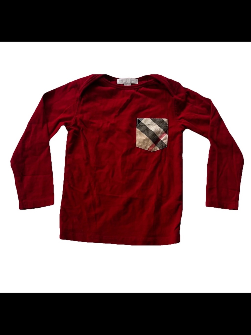 Burberry Red Long Sleeve Shirt Toddler Youth 3 Years Nova Check Plaid Pocket